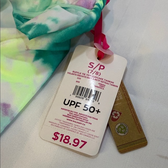 Justice Girl Tie-Dye Tankini Camisole Top with Ruffles Size S (7/8) - Picture 4 of 4
